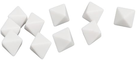 BRRNOO 8-seitige Würfel, D8-Würfel für Brettspiele, Partys, 20 Stück, 8-seitige aus Kunststoff, Blanko, DIY-Set, Mathematik, Zählen, Unterrichten, Weiß