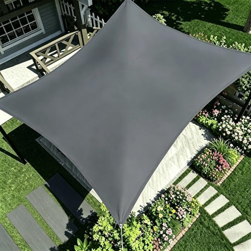 Voile d'ombrage Imperméable Rectangulaire 380 x 700 cm avec 4 Corde Libre Auvent Imperméable UV Protection Voile-D'Ombrage pour Pergola Serre Pet House Clôture, Gris Foncé