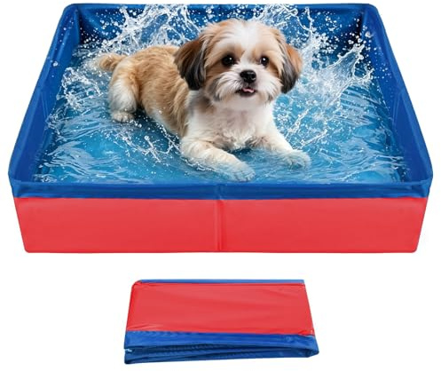 YEAMLTE Piscine Chien Petite Pliable 50x10cm Portable Piscine pour Chat Mini Piscines Animaux en PVC Antidérapante Petite Chien Piscines pour La Baignade et Le Rangement (Rouge)