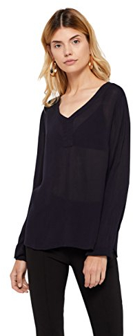 KAFFE Langarm-Bluse Amber Damen Bluse Amber Langarm V Ausschnitt Casual Shirt 40, Midnight Marine