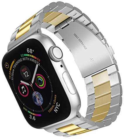 ARTCHE Armband kompatibel mit Apple Watch Armband 46mm 49mm 45mm 44mm 42mm, Metall Ersatzband Edelstahl Männer Bands für iWatch Series 10, Ultra 2,Ultra, 9, 8, 7, 6, SE, 5, 4, 3, 2, 1, Silber und Gold