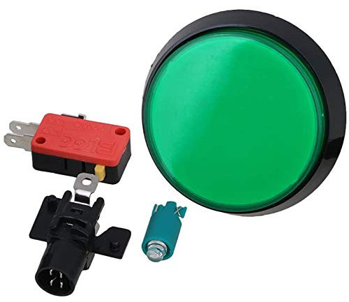Botón de juego, juego de consolas botón 12V LED iluminado pulsadores 60mm (verde)