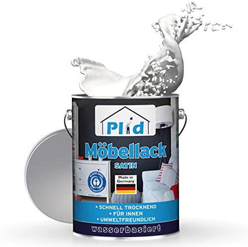 Plid® Vernice per Mobili Bianco Satinato 0,75L - Smalto Bianco per Mobili & Legno [USO UNIVERSALE] - Vernice per Legno Interno & Esterno - Smalto Resistente alle Intemperie - Vernice Senza Carteggiare