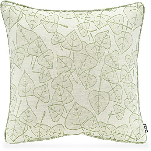 H.O.C.K. Nala Outdoor Kissen Dekokissen Blatt-Motiv mit Keder 50x50cm (50x50cm, Grün)