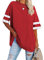 Famulily Ladies Long Tshirt Tops Crew Neck Simple Patchwork Baseball Tee Shirt Tops Red XL