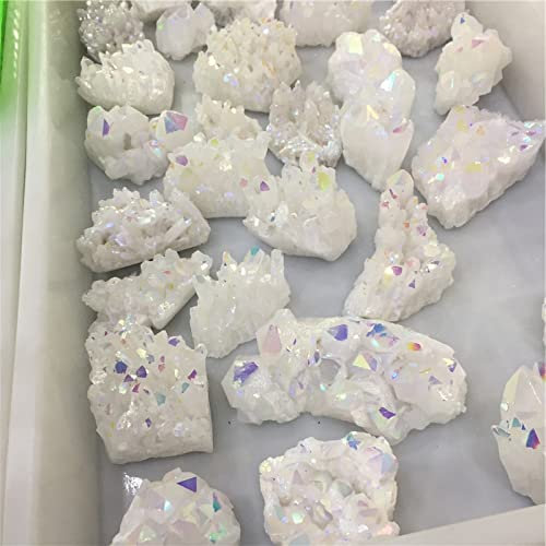 500g Ángel Blanco Aura Punto de Cuarzo clúster de Cristal galvanizado, YLLLLY-6686