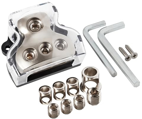 RED WOLF Stromverteilerblock 3-Wege Power Distribution Block für Kfz Boot Audio Stereo Verstärker Verteilerblock 1 In 3 Out Block Splitter