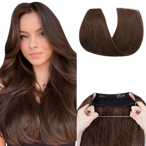 Elailite Secret Wire Hair Extension Invisible Headband With Clips One Piece Real Human Hair Straight (#04 Medium Brown, 14 Inch (75 g))