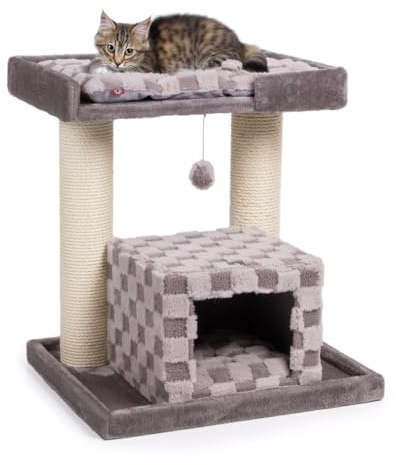 CanadianCat Company | Kratzbaum Ryan - grau | ca. 65 x 55 x 70 cm | Design Katzen-Kratzbaum mit Höhle zum schlafen
