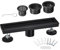 sourcing map 12 Inch Offset Linear Shower Drain, Stainless Steel Shower Drain with Tile Insert Grate and Hair Strainer, Adjustable Leveling Feet, Matte Black