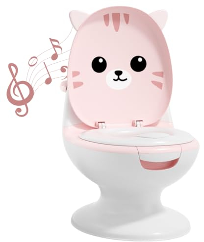 POOPIES | Pot bébé toilette Chat | Vrai bruit de chasse d'eau | Apprentissage proprété | Toilette enfant | Animaux (Rose)