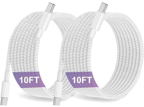 iPad Ladekabel Original 60W USB C auf C Grau geflochtenes 3M,ipad 10. Generation Ladekabel,Extra langes schnelles Typ C auf C für Apple iPhone16 15/ Pro Max/Plus MacBook Pro,iPad Mini 6/Pro(2 Pack)