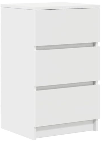 vidaXL Nachttisch mit 3 Schubladen Weiß 39x35x65 cm, Nachtschrank, Nachtkommode, Betttisch, Nachtkonsole, Bettschrank, Beistelltisch Schlafzimmer