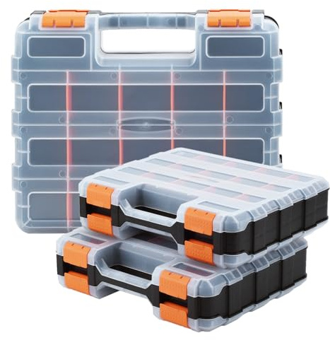 2-teiliges Set doppelseitige Hardware-Werkzeugkästen, kleine Multi-Tool-Box-Set Lagerung Hardware Nagel und Schraube mit abnehmbaren Kunststoff-Teiler für Nägel, Schrauben, Perlen, Kunsthandwerk