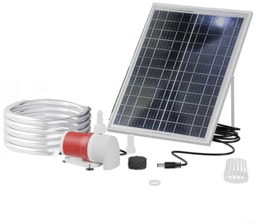 Advokingtap Bomba de fuente solar de 25 W con motor sin escobillas de 12 V, flujo de 1100 l/h con tubo de 2 m para decoración de jardín