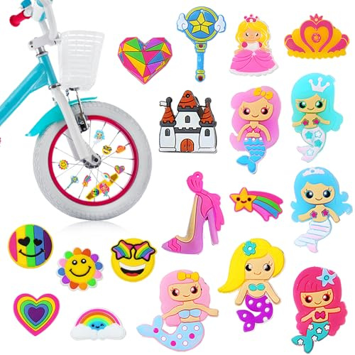 YALiya 18 Piezas Decoraciones para radios de Bicicleta, Clip Radios Bici, Kit Decoración Bicicleta, Coloridos Radios de Bicicleta Clips Decoración Clip Radio de Bicicleta para Niñas y Niños Habló