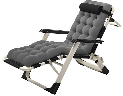 XCRFKGW Tumbona, Silla Reclinable Plegable de Textileno con Reposacabezas y Cojín Extraíbles, Sillón Relajante de Oficina, Tumbona de Exterior para Jardín, Playa y Balcón