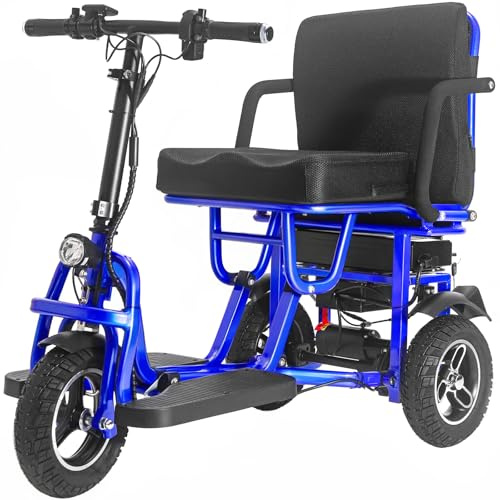 Klappbar Elektromobil für Senioren, Upgrade 3 Rad Mobilität Roller mit Automatic Elektromagnetische Braking, 32 km Reichweite, 3 Speed Adjustment, Korb, Hanging bag, für Senioren Behinderte Beginner