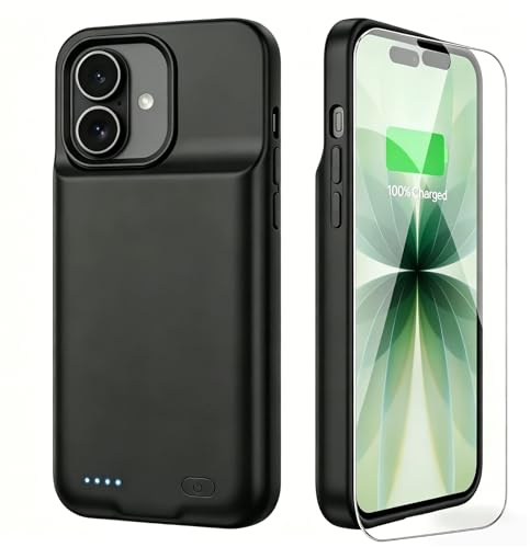 TAYUZH Battery Case compatible with iPhone 17/16 Pro (6.3 inch), 7000mAh Portable Rechargeable Extended Charger, Protective Power Charging Case, Black
