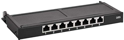 Ligawo 1020501 Patchpanel Cat.6 8x RJ45 LSA schwarz 0,5 HE