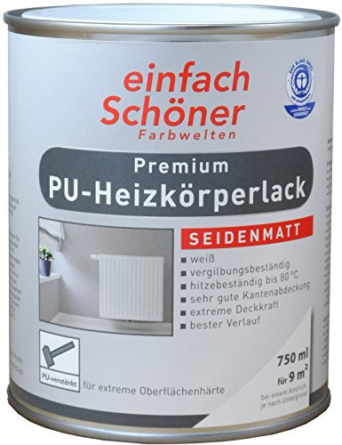 Heizkörperlack weiss inkl. Pinsel von E-Com24 zum Auftragen (Premium PU seidenmatt 750 ml)
