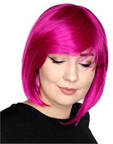 Prettyland Damen Frau Pink Rosa matte natürliche kurze BOB Frisur glatte Kurzhaar-Perücke Voll Volumen Retro Wig C089