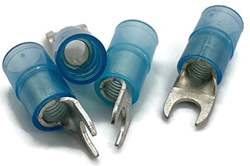 eXODA Gabelkabelschuh 10mm2 bis 16mm2 M6 isoliert 4x Ringöse Pressöse Quetschkabelschuhe blau