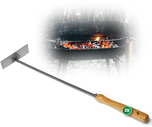 3x Aschekratzer mit Holzgriff Schürhaken Kohleschieber Feuerkratzer Glutschieber Kaminzubehör Kaminbesteck Stocheisen (3, Aschenkratzer)
