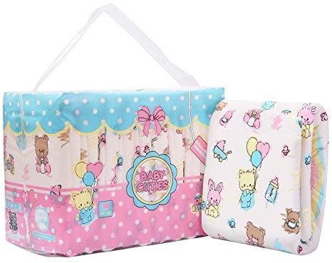 LittleForBig Erwachsenen Gedruckten Windeln 10 Stück - Baby Cuties (Medium 71-96 cm)