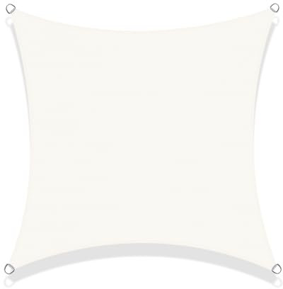 SUNNY GUARD Toldo Vela de Sombra Cuadrado 4x4m HDPE Transpirable protección UV para Patio,Jardín, Exteriores, Terraza, Color Crema