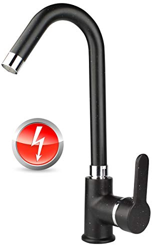 ATCO® Wasserhahn Niederdruck SWAN Waschtisch Armatur Granit schwarz Waschbecken Spültischarmatur Mischbatterie Küche Spüle Einhandmischer