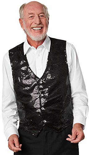 dressforfun 901000 Herren Pailletten Anzug Weste, V-Ausschnitt, Ärmellos, schwarz - diverse Größen - (M | Nr. 303972)
