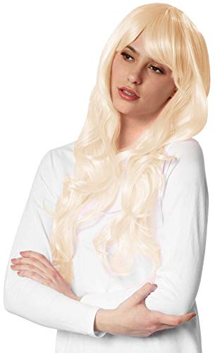 tectake 901009 Perücke Langhaarperücke mit schön fallenden Locken, inkl. Haarnetz, diverse Farben (Blond) Einheitsgröße