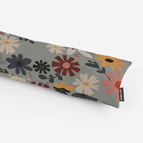 SCHÖNER LEBEN. Zugluftstopper Halbpanama Blumen Blüten Mint bunt, Auswahl:100cm Länge