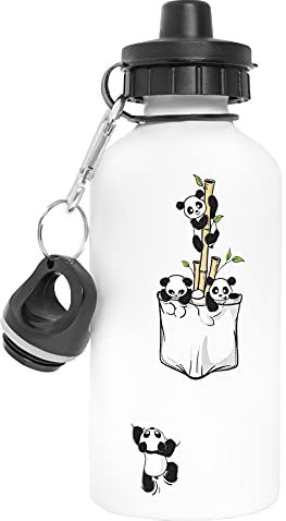 Hopestly Panda Familie Aluminium Wiederverwendbar Sport Reise Wasserflasche Weiß Reusable Travel Water Bottle White