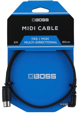 BOSS BMIDI-2-35 – 60 cm – Cable compacto de TRS de 3,5 mm a MIDI de 5 pines multidireccional – Conectividad prémium para pedales BOSS