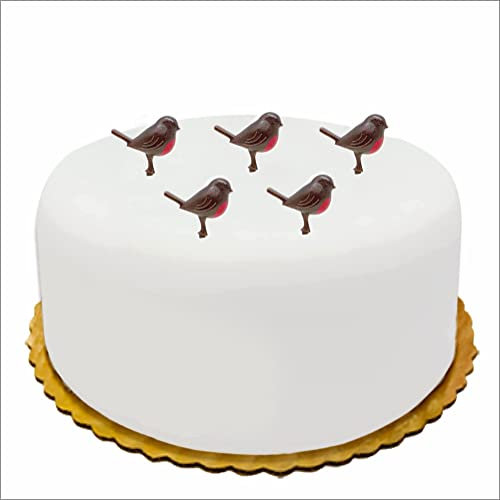 Christmas Cake Toppers Uk Cupcake Yule Log Decorations Topper Artificial Bird Xmas Cakes Table Decoration Traditional Craft Party Supplies Ornament Multi Purpose 25mm Plastic Robin Light Brown (5pc)
