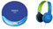 Lenco CD-011 Tragbarer CD-Player Walkman - Diskman - CD Walkman - Blau & Philips SHK2000BL/00 Over Ear Kinder Kopfhörer, Farbige LED-Leuchten, 85dB Lautstärkebegrenzung, Geräuschisolierendes