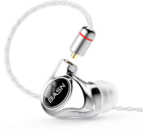 BASN Metalen PRO 4 Drivers in-Ear Monitors Headphones for Musicians, Noise Isolating Enhanced Bass Sound Earphones with CNC Metal Craft Shell, Wired Upgraded Detachable MMCX Cables(Gloss Black)