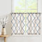 TOPICK Leinen-Optik Gardinen Geometrische Scheibengardinen Marokkanische Vorhänge Verdunklung Küchenvorhang (65B x 60H (cm), Blau auf Beige)