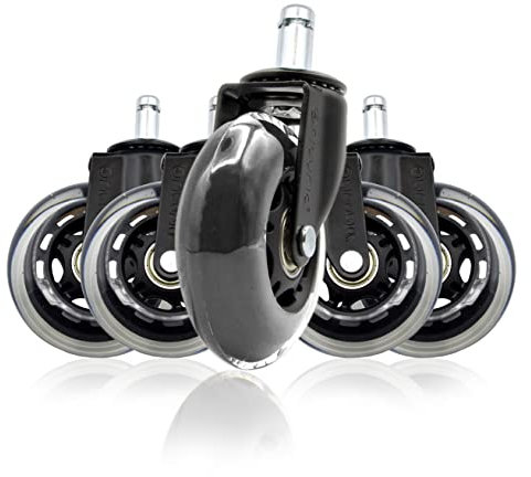 Juego de 5 Ruedas para Silla Oficina, Ruedas de Silicona para Oficina, Ruedas para Muebles Oficina, Ruedas de Repuesto para Parquet Silenciosas, max 250 kg - 11 mm diámetro - Ofituria