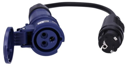 Voxura CEE-Adapterleitung Schutzkontakt-Stecker CEE-Kupplung Schutzkappe Camping Caravan Wohnmobil Wohnwagen Boot Stromkabel Außenbereich 3-polig 230V 16A H07RN-F 3x1,5 IP44 0,5m