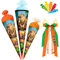 alles-meine.de GmbH Schultüte - Löwe & Zootiere 35-85 cm Größe wählbar mit/ohne Holzspitze - Zuckertüte - inkl. Name + Bänder Schleife + 5 kleine Zuckertüten - Zuckertü..