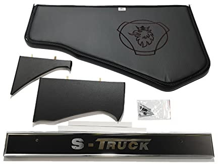 Kram-Truck Armaturenbrett-Ablage, Glatte, bestickte Abdeckung, LKW-Cockpit, TV-Rack, kompatibel mit Scania S/R ab 2017, 10 mm Schaumstoff, Kunstleder, beständig, Graphit