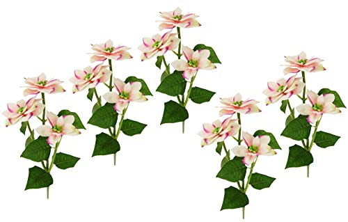 Künstlicher Poinsettiazweig mit 3 Blüten Poinsettia Blume Kunstblume Weihnachtsstern Weihnachtliche Zweig Weihnachtsdeko Weihnachtsblume X'Mas Strauß Geschenk Deko Adventsstern Christstern