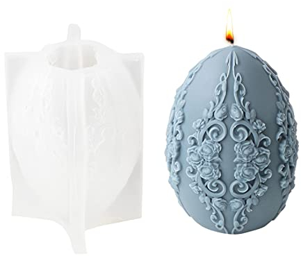 3D Ostereier Silikonform, Ostern Blume Eier Kerzenformen Seifenform Ei Silikon Backform Blume Ostereiform für DIY Tortendeko,Seife, Sojawachs Kerzen,Schokolade, Ostergeschenke