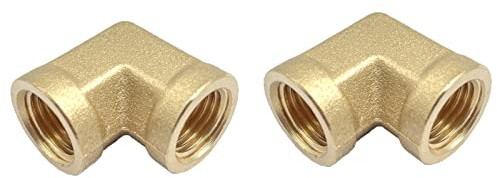 2 codos NPT hembra de 1,27 cm x NPT hembra de 1,27 cm NPT hembra de 90 grados, accesorio de tubería de latón para manguera de aire, combustible, aceite y agua