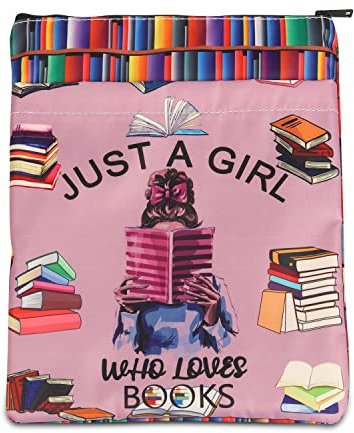 BNQL Just a Girl Who Loves Books Pochette avec fermeture éclair - Cadeau pour amoureux de livre - Pochette de protection pour livre de poche - Cadeau idéal pour les amateurs de livres (pochette pour