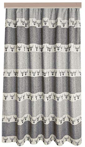 SeGaTeX home fashion Hochwertiger Dekoschal Alpin Hirsch grau Exklusiver Landhaus-Vorhang Reihband HxB 145 x 130 cm