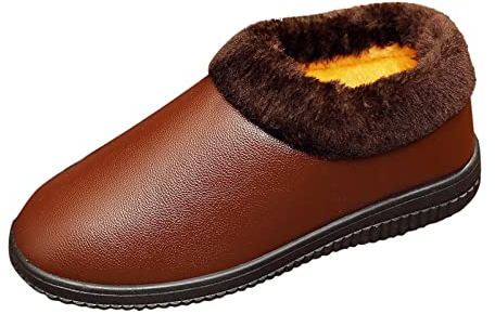 Mode Winter Herren Schneeschuhe Flacher Boden rutschfest drinnen und draußen einfarbig warm bequem zum Hineinschlüpfen Langlaufski Set Herren Klassisch Mit Bindung Und Schuhe (A, 44)